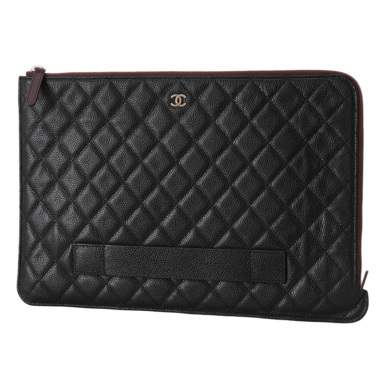 CHANEL(USED)샤넬 시즌 클래식 캐비어 스트랩 파우치