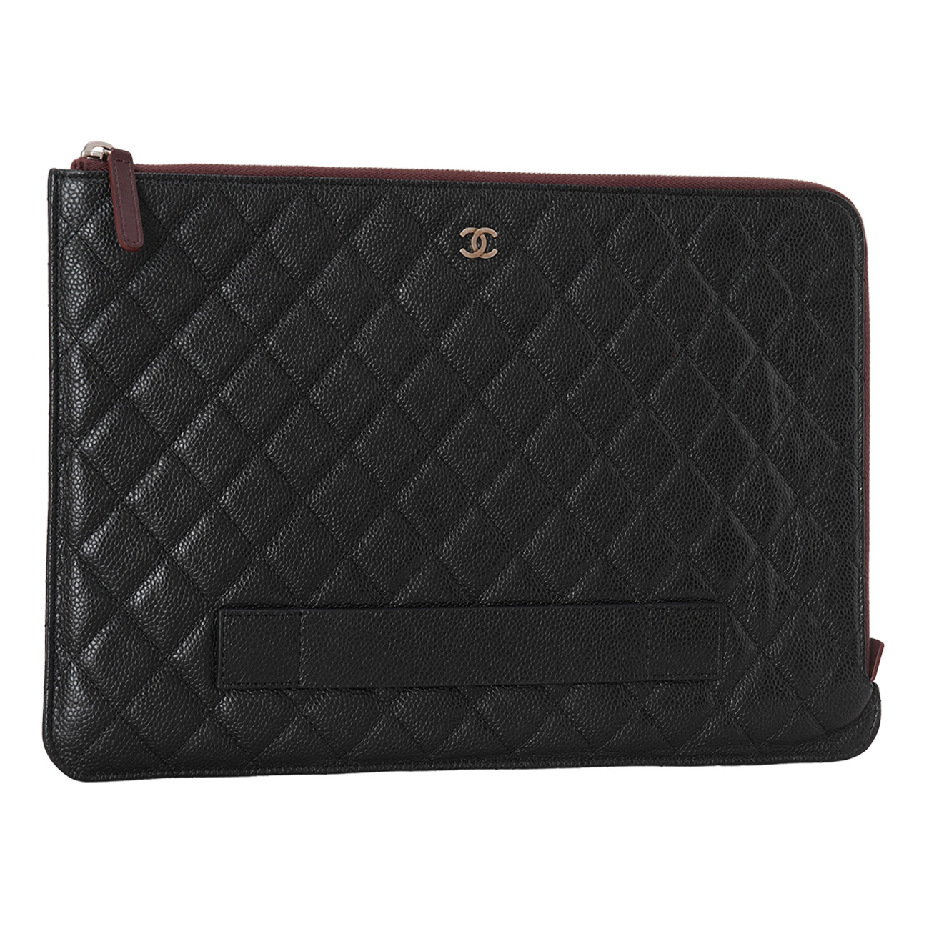 CHANEL(USED)샤넬 시즌 클래식 캐비어 스트랩 파우치