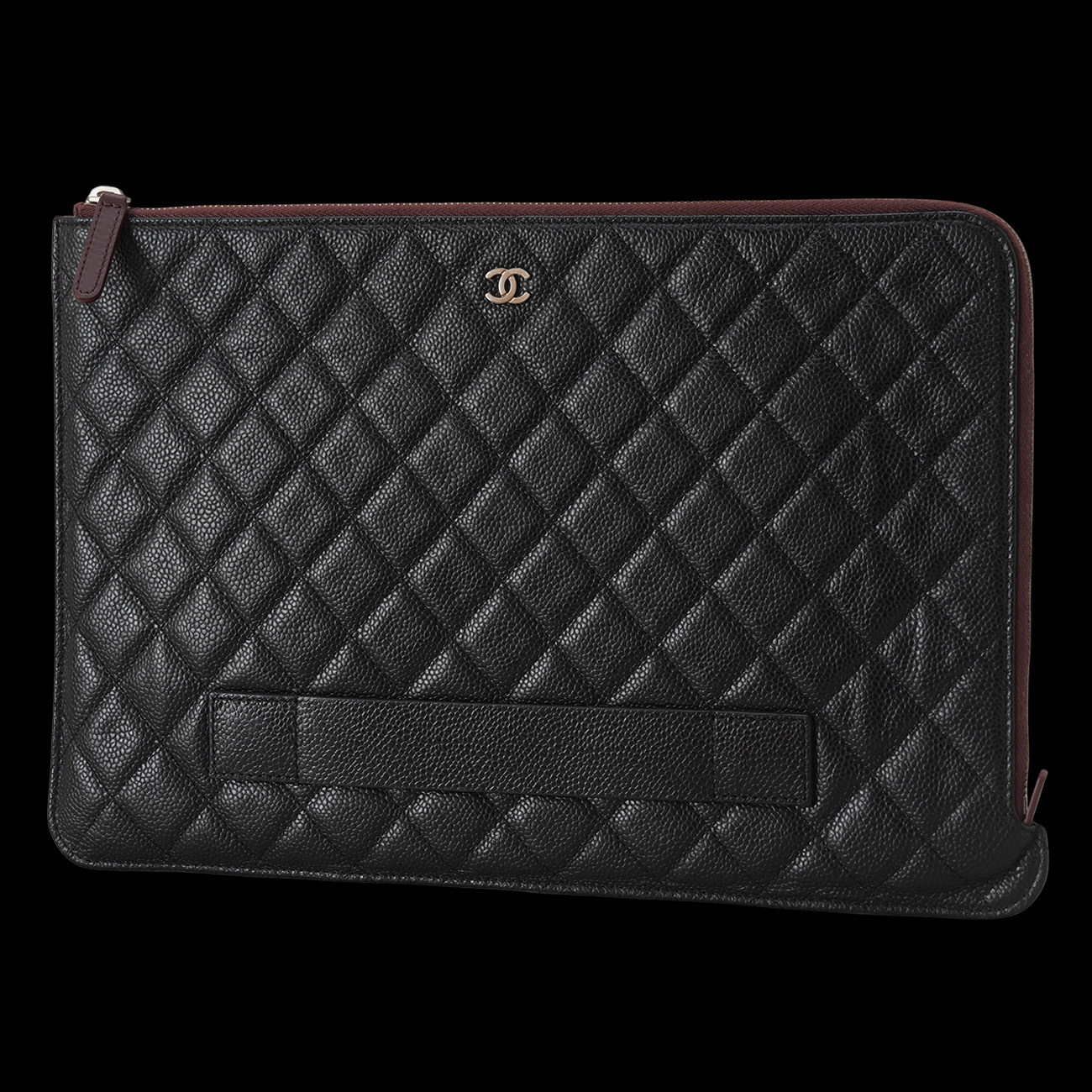 CHANEL(USED)샤넬 시즌 클래식 캐비어 스트랩 파우치