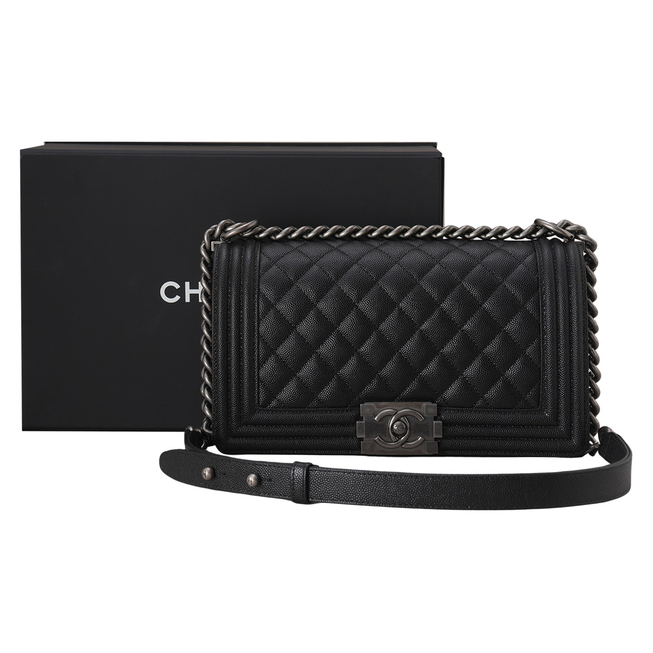 CHANEL(USED)샤넬 캐비어 보이샤넬 미듐 플랩백