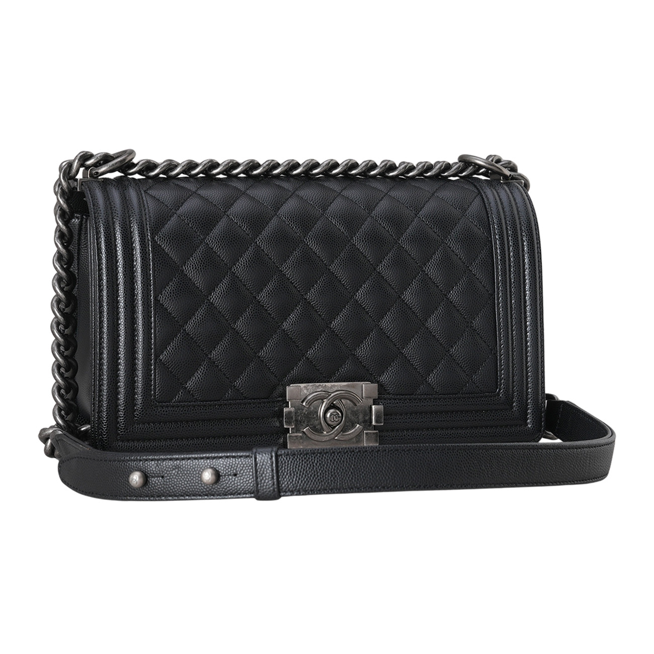 CHANEL(USED)샤넬 캐비어 보이샤넬 미듐 플랩백
