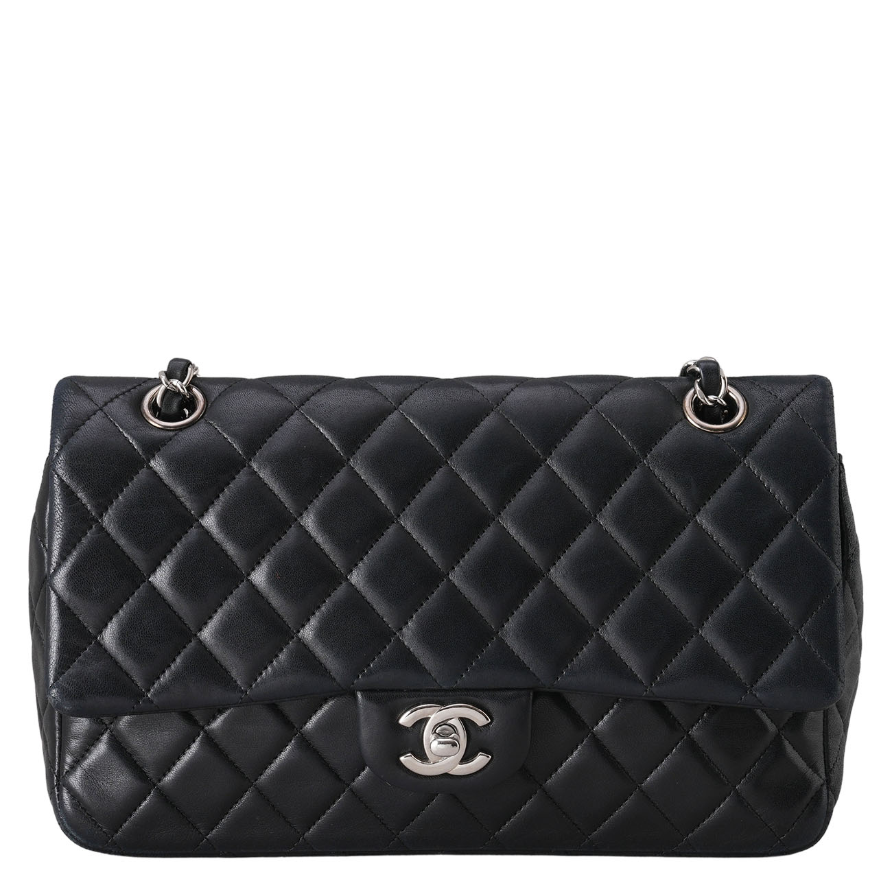 CHANEL(USED)샤넬 시즌 램스킨 CC로고 참 장식 체인 크로스백
