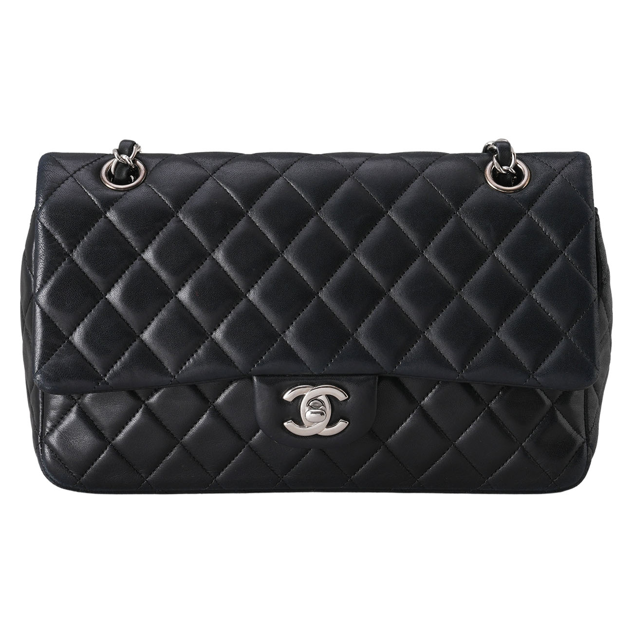 CHANEL(USED)샤넬 시즌 램스킨 CC로고 참 장식 체인 크로스백