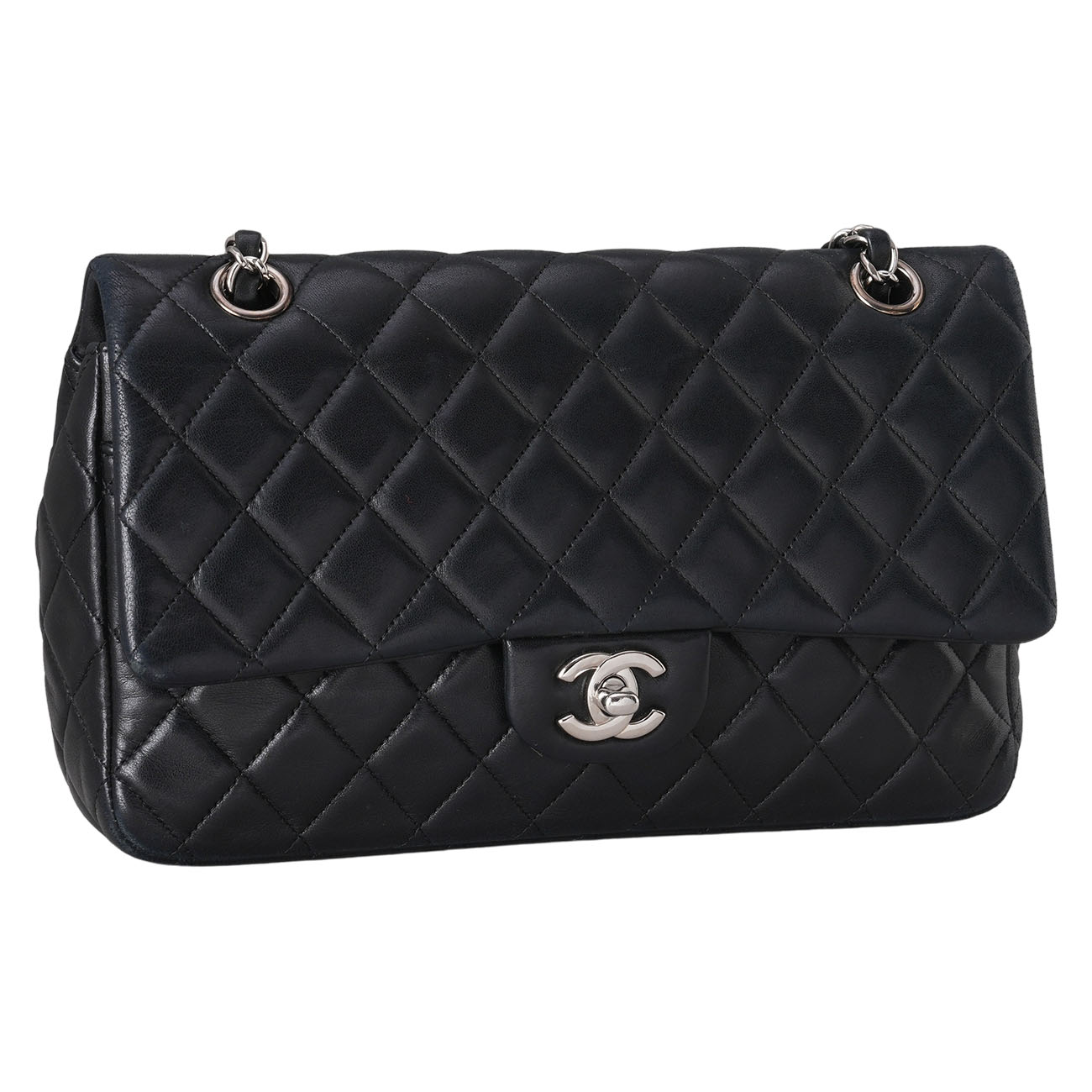 CHANEL(USED)샤넬 시즌 램스킨 CC로고 참 장식 체인 크로스백