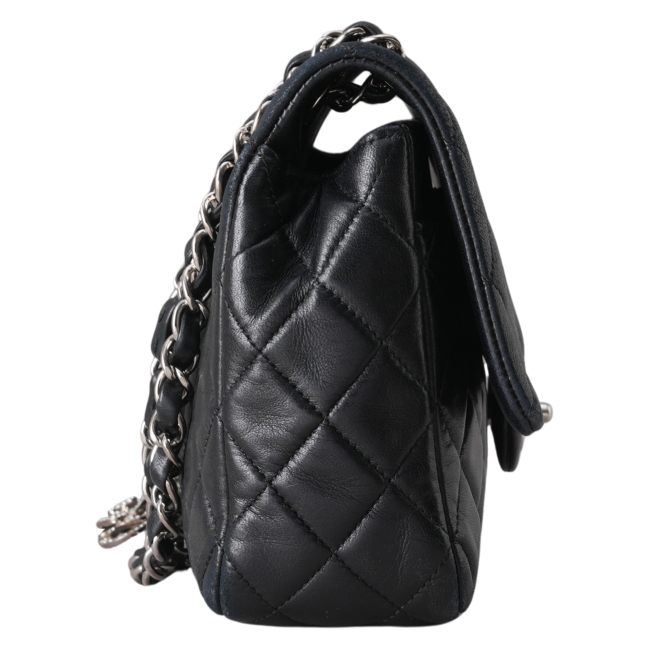 CHANEL(USED)샤넬 시즌 램스킨 CC로고 참 장식 체인 크로스백