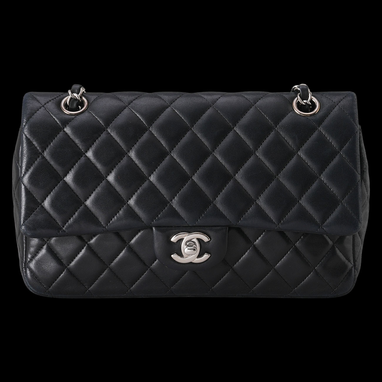 CHANEL(USED)샤넬 시즌 램스킨 CC로고 참 장식 체인 크로스백