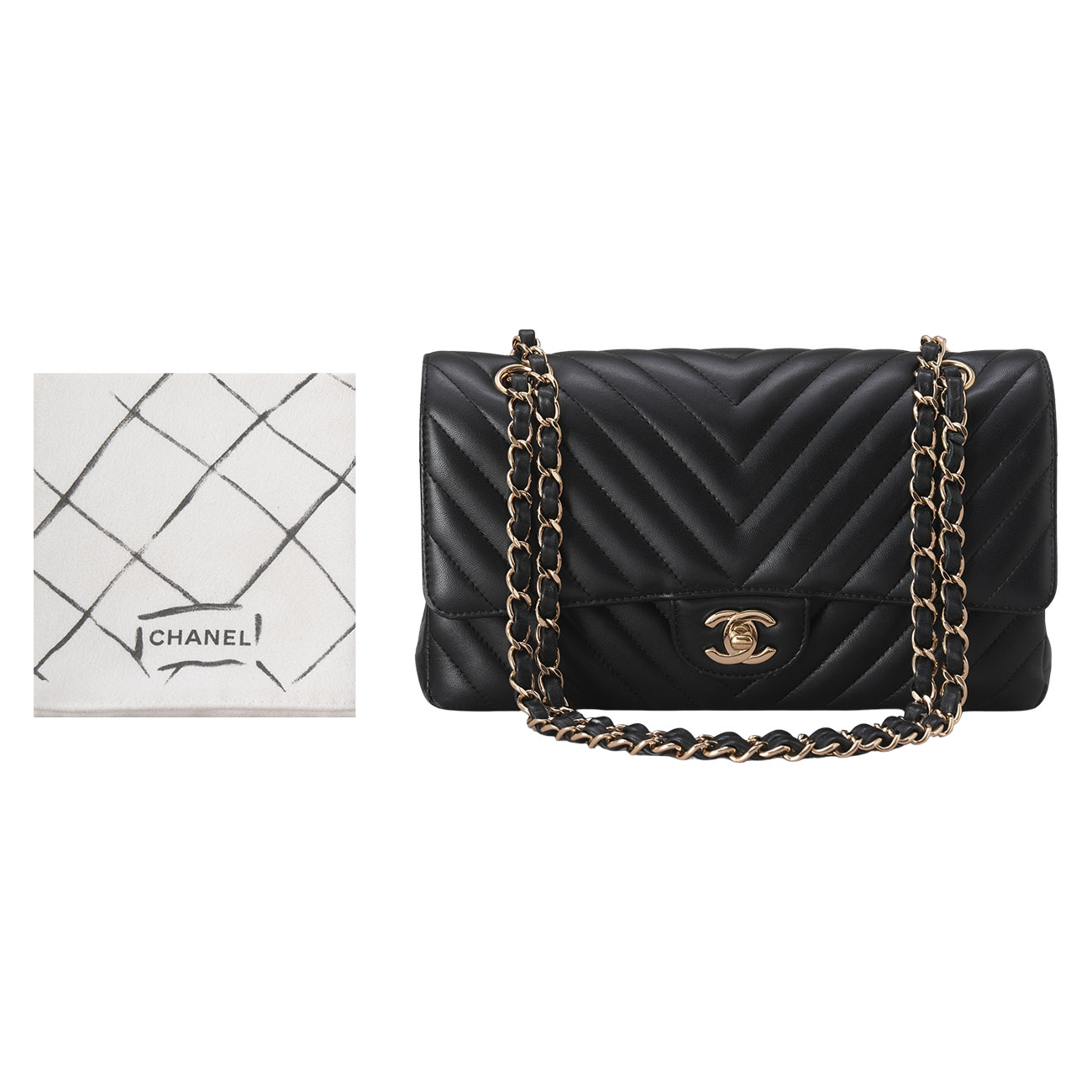 CHANEL(USED)샤넬 램스킨 쉐브론 클래식 미듐 플랩백