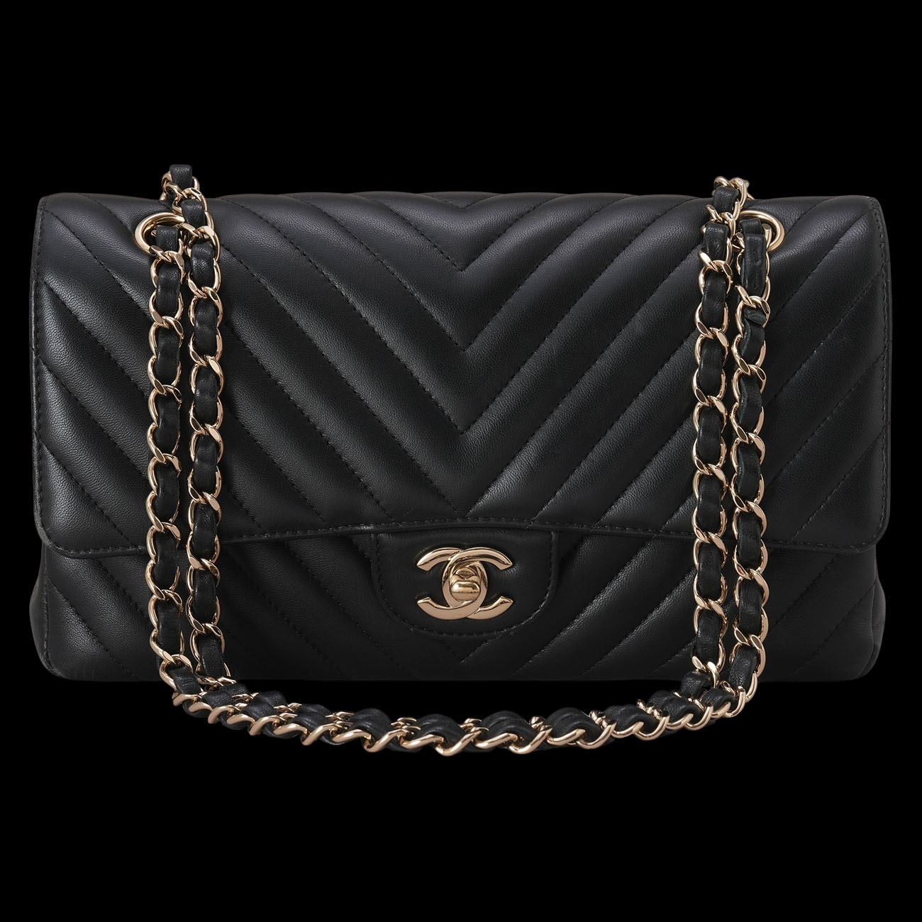 CHANEL(USED)샤넬 램스킨 쉐브론 클래식 미듐 플랩백