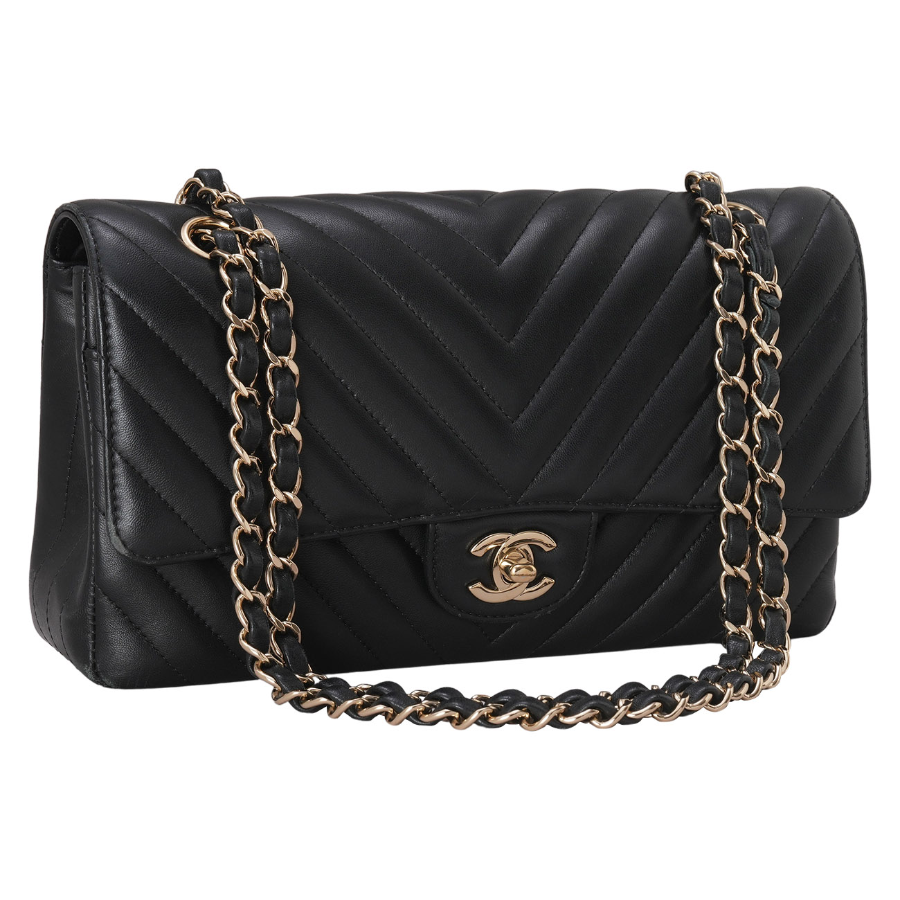 CHANEL(USED)샤넬 램스킨 쉐브론 클래식 미듐 플랩백