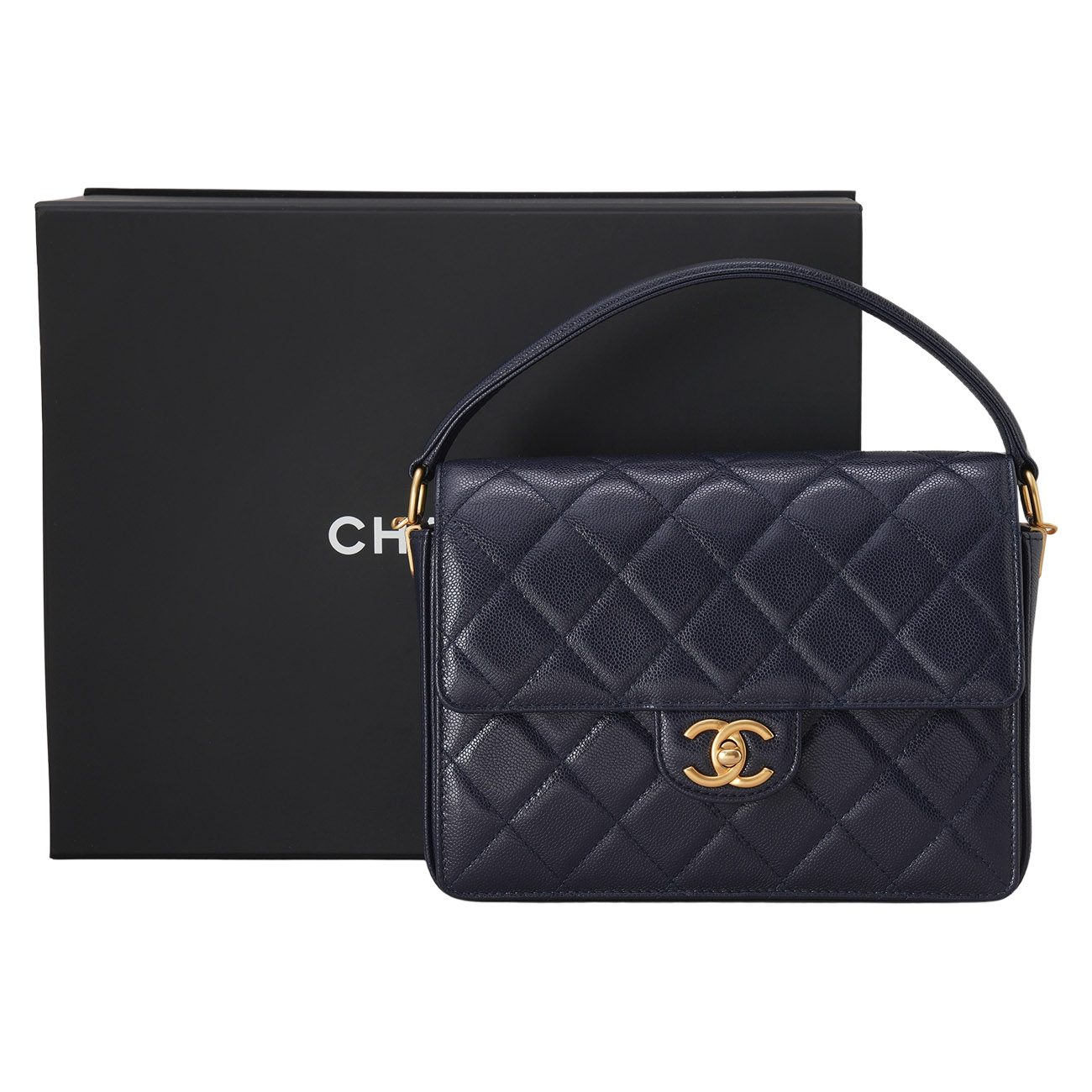 CHANEL(USED)샤넬 시즌 캐비어 CC로고 체인 탑핸들백