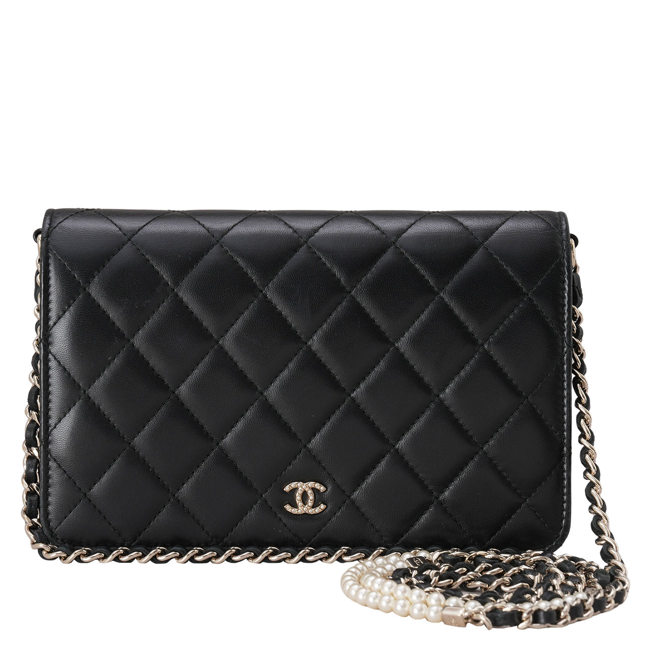 CHANEL(USED)샤넬 시즌 램스킨 진주체인 WOC