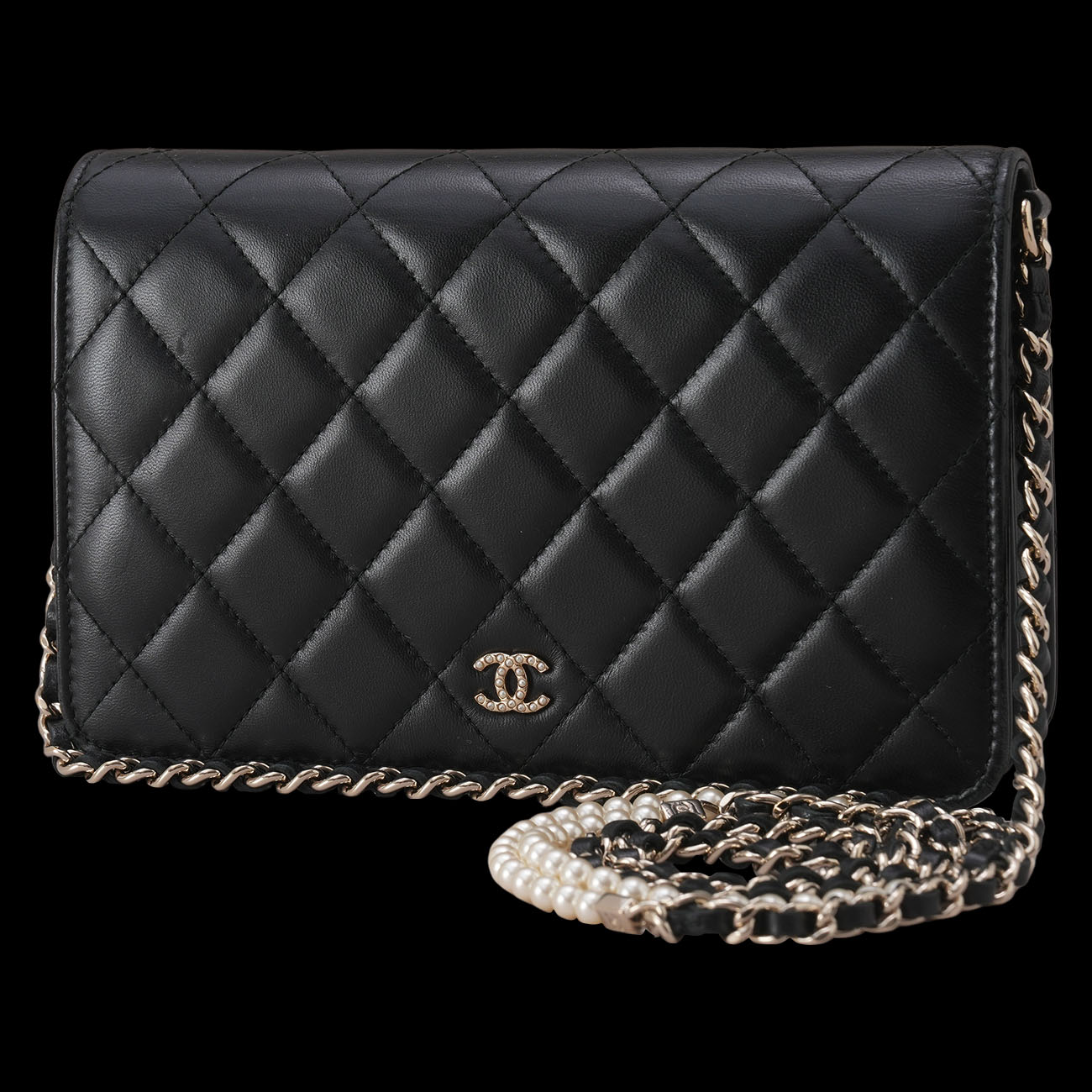 CHANEL(USED)샤넬 시즌 램스킨 진주체인 WOC