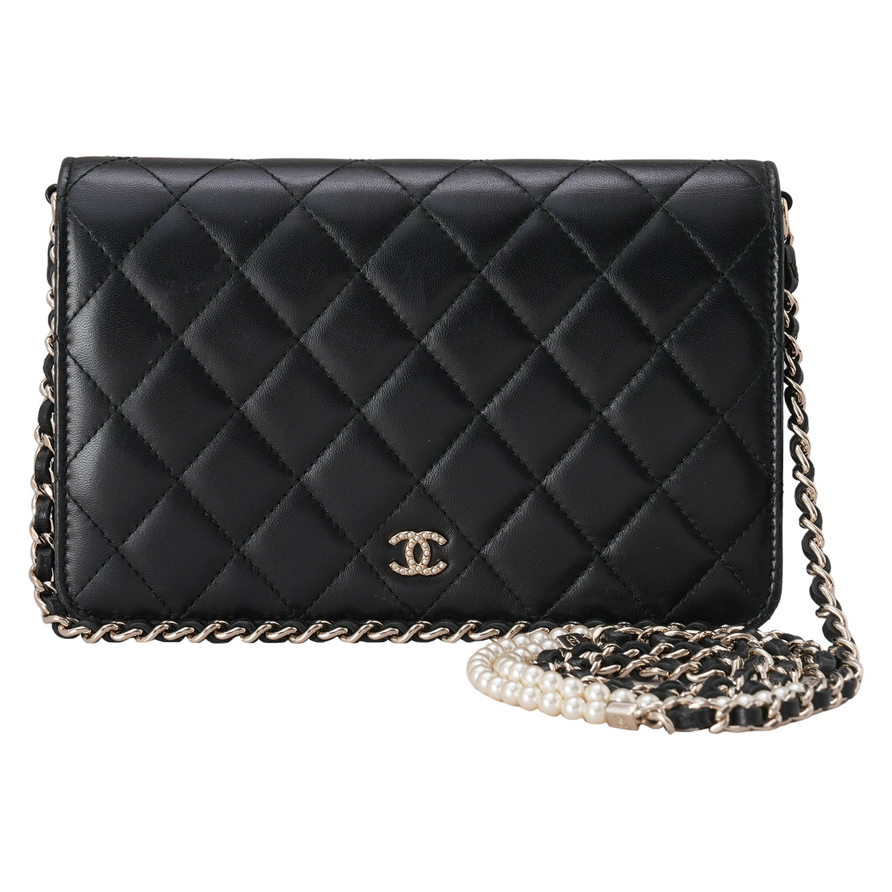 CHANEL(USED)샤넬 시즌 램스킨 진주체인 WOC