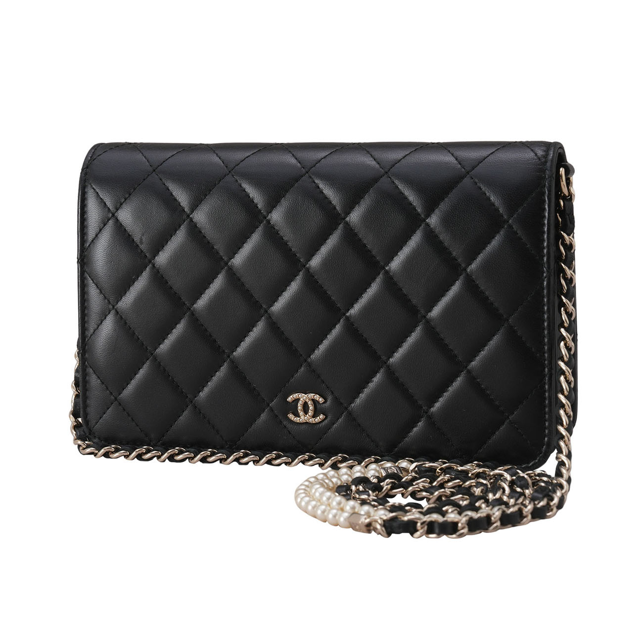 CHANEL(USED)샤넬 시즌 램스킨 진주체인 WOC