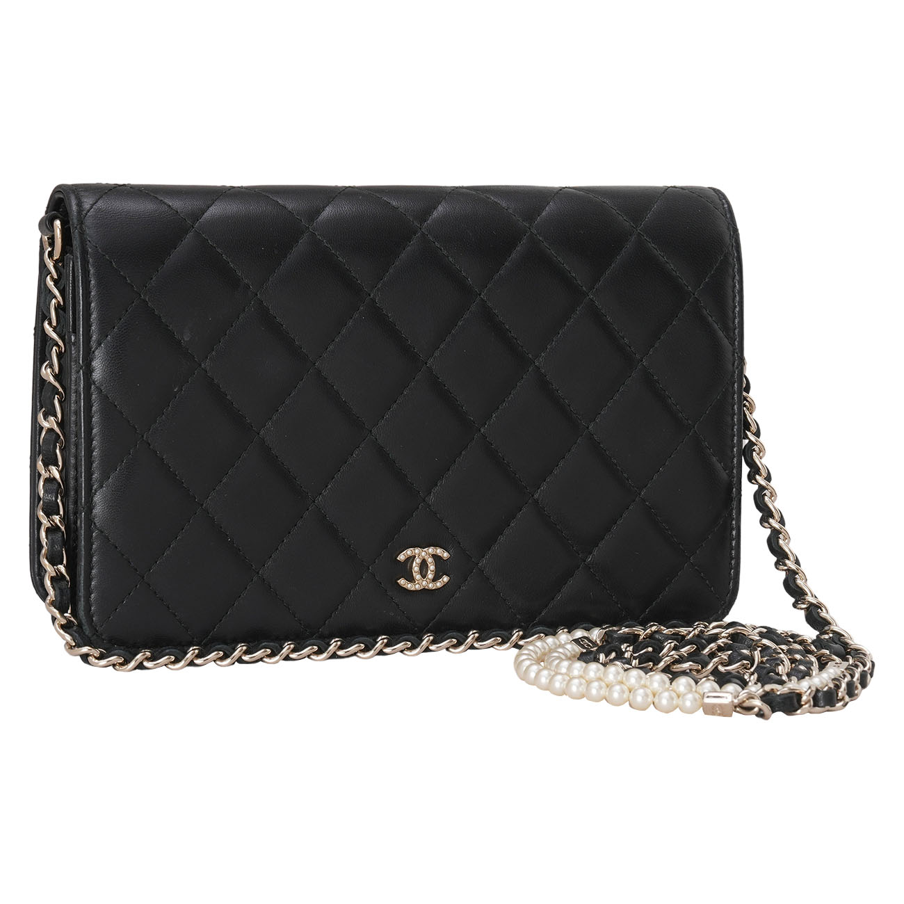 CHANEL(USED)샤넬 시즌 램스킨 진주체인 WOC