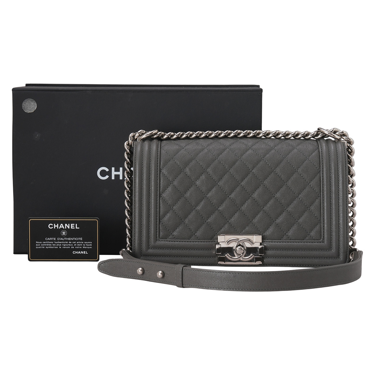 CHANEL(USED)샤넬 캐비어 보이백 미듐