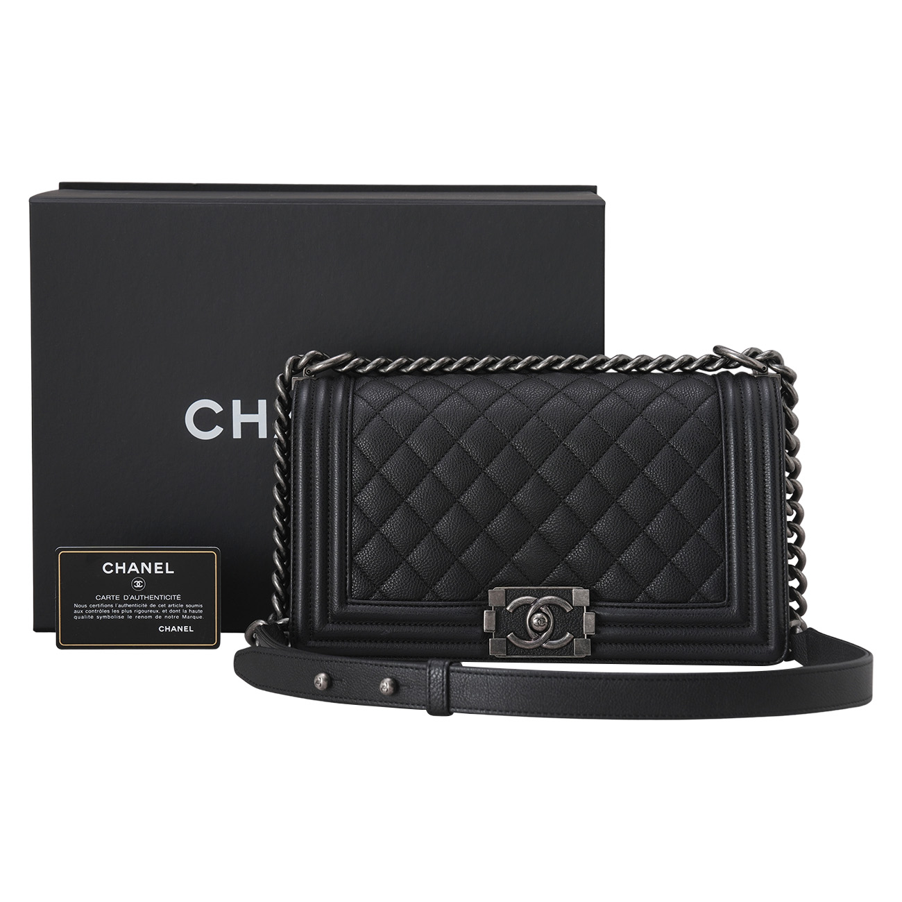 CHANEL(USED)샤넬 캐비어 보이백 미듐