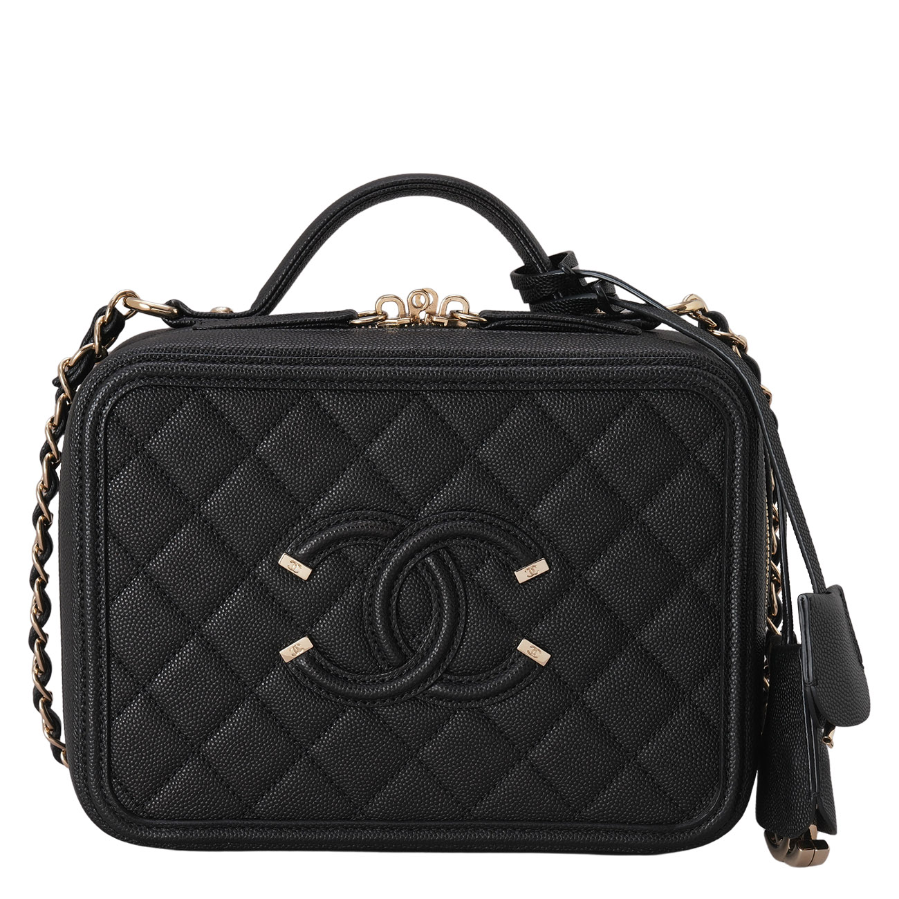 CHANEL(USED)샤넬 캐비어 필리그리 코스메틱 케이스