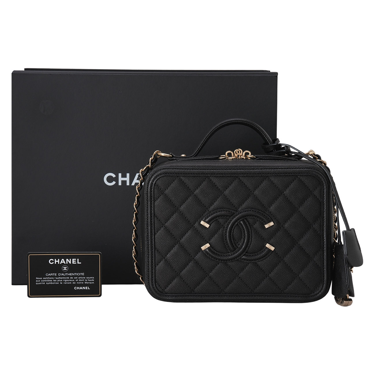 CHANEL(USED)샤넬 캐비어 필리그리 코스메틱 케이스