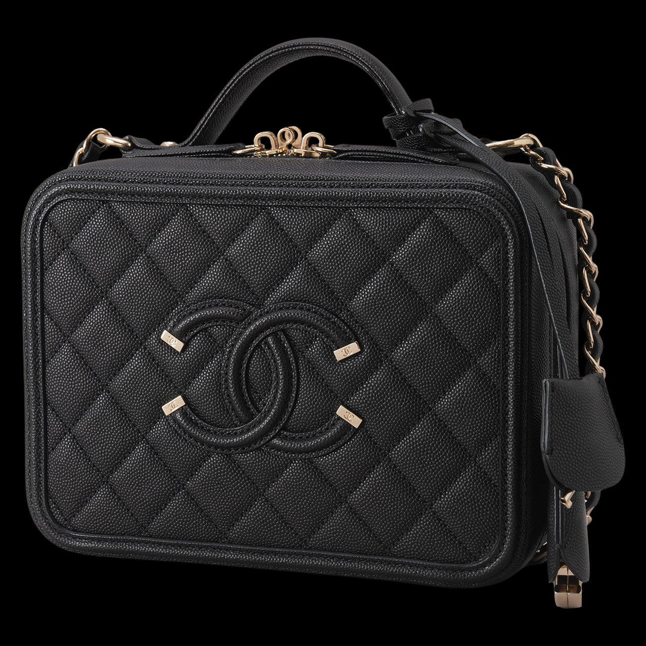 CHANEL(USED)샤넬 캐비어 필리그리 코스메틱 케이스