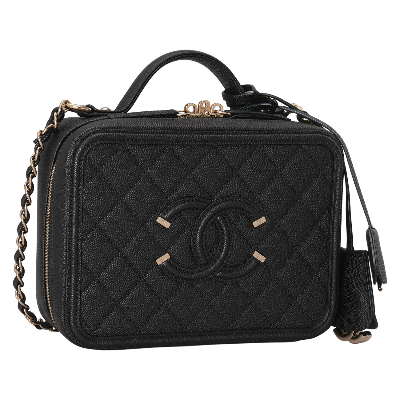 CHANEL(USED)샤넬 캐비어 필리그리 코스메틱 케이스