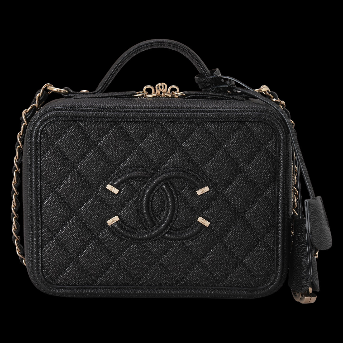 CHANEL(USED)샤넬 캐비어 필리그리 코스메틱 케이스