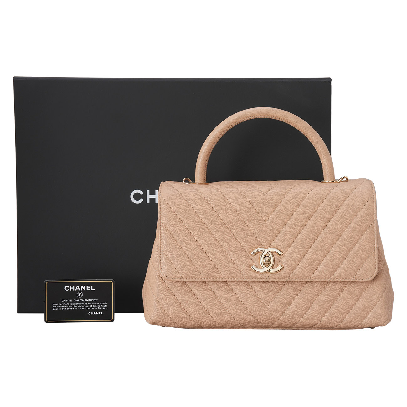 CHANEL(USED)샤넬 캐비어 쉐브론 코코핸들 28