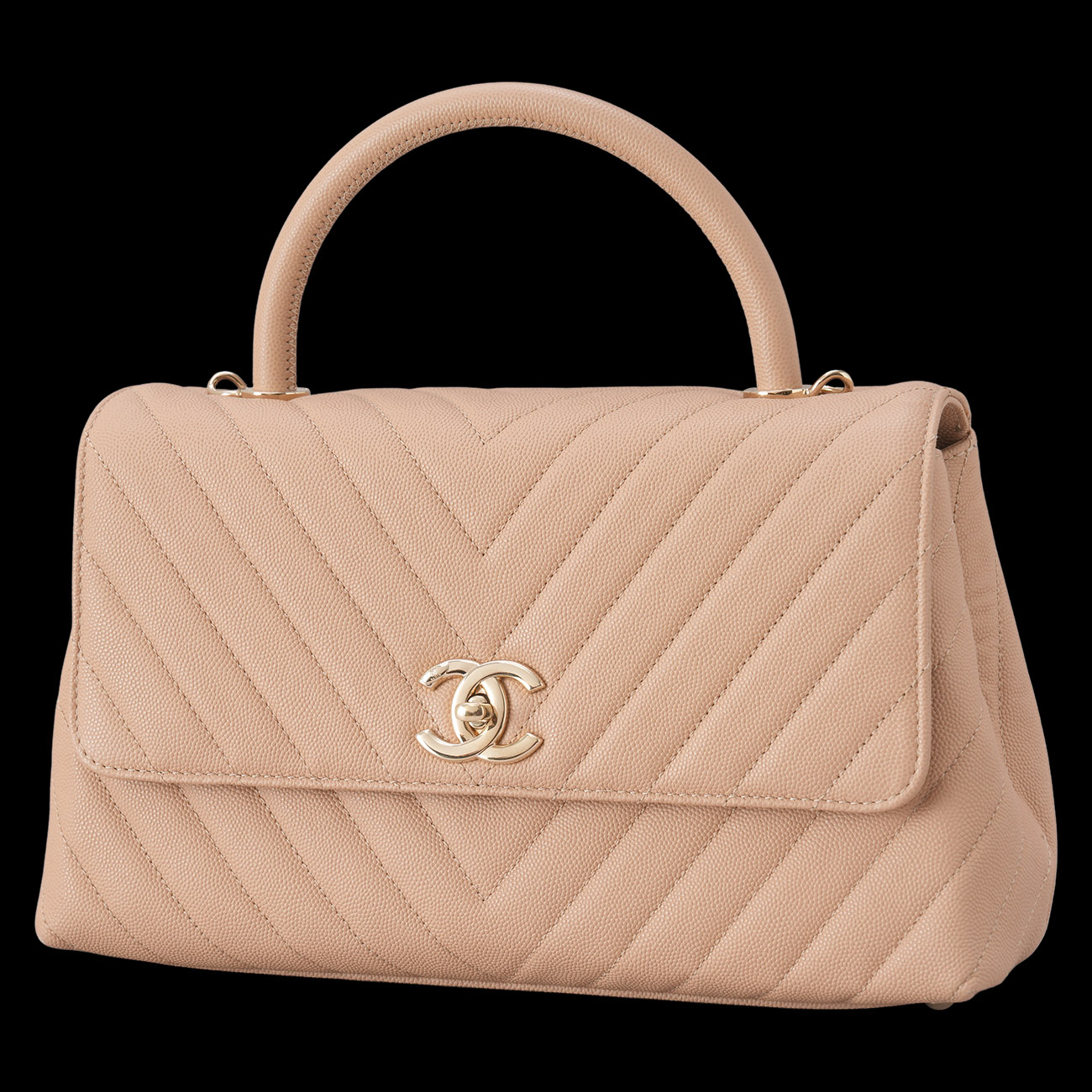 CHANEL(USED)샤넬 캐비어 쉐브론 코코핸들 28