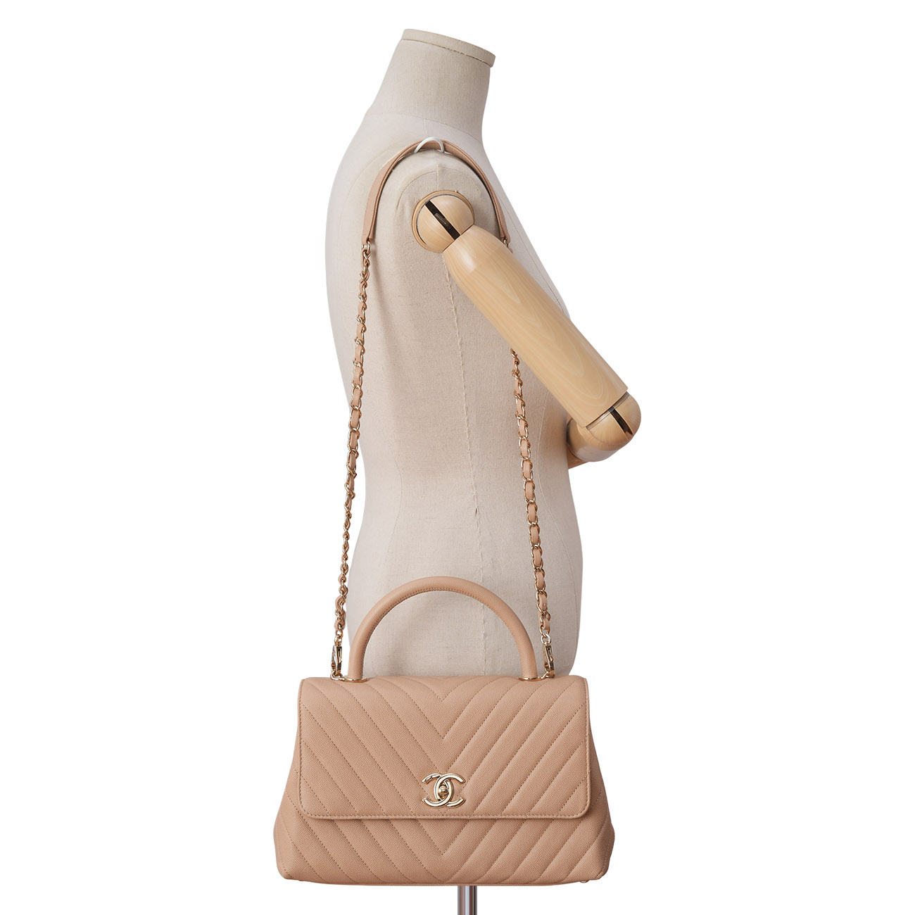 CHANEL(USED)샤넬 캐비어 쉐브론 코코핸들 28