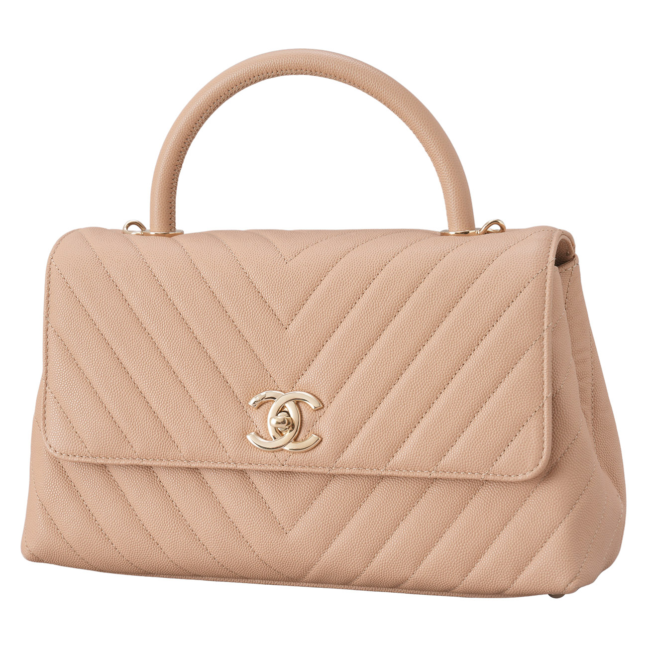 CHANEL(USED)샤넬 캐비어 쉐브론 코코핸들 28