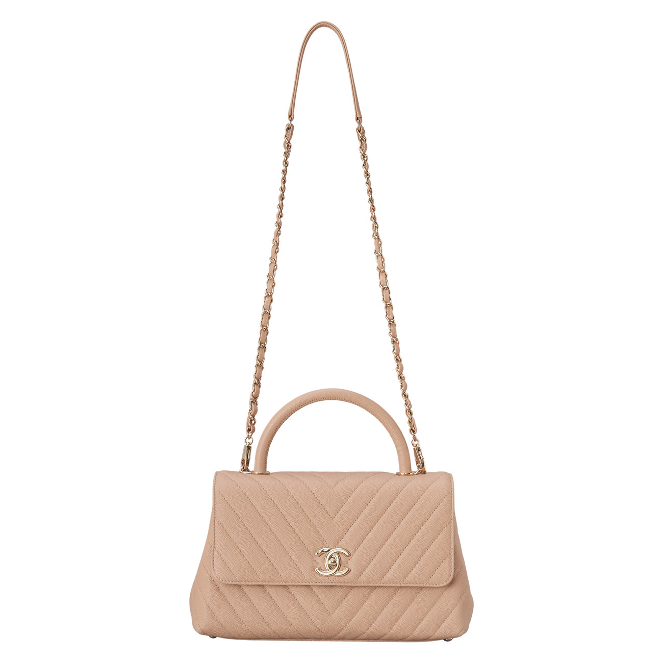 CHANEL(USED)샤넬 캐비어 쉐브론 코코핸들 28