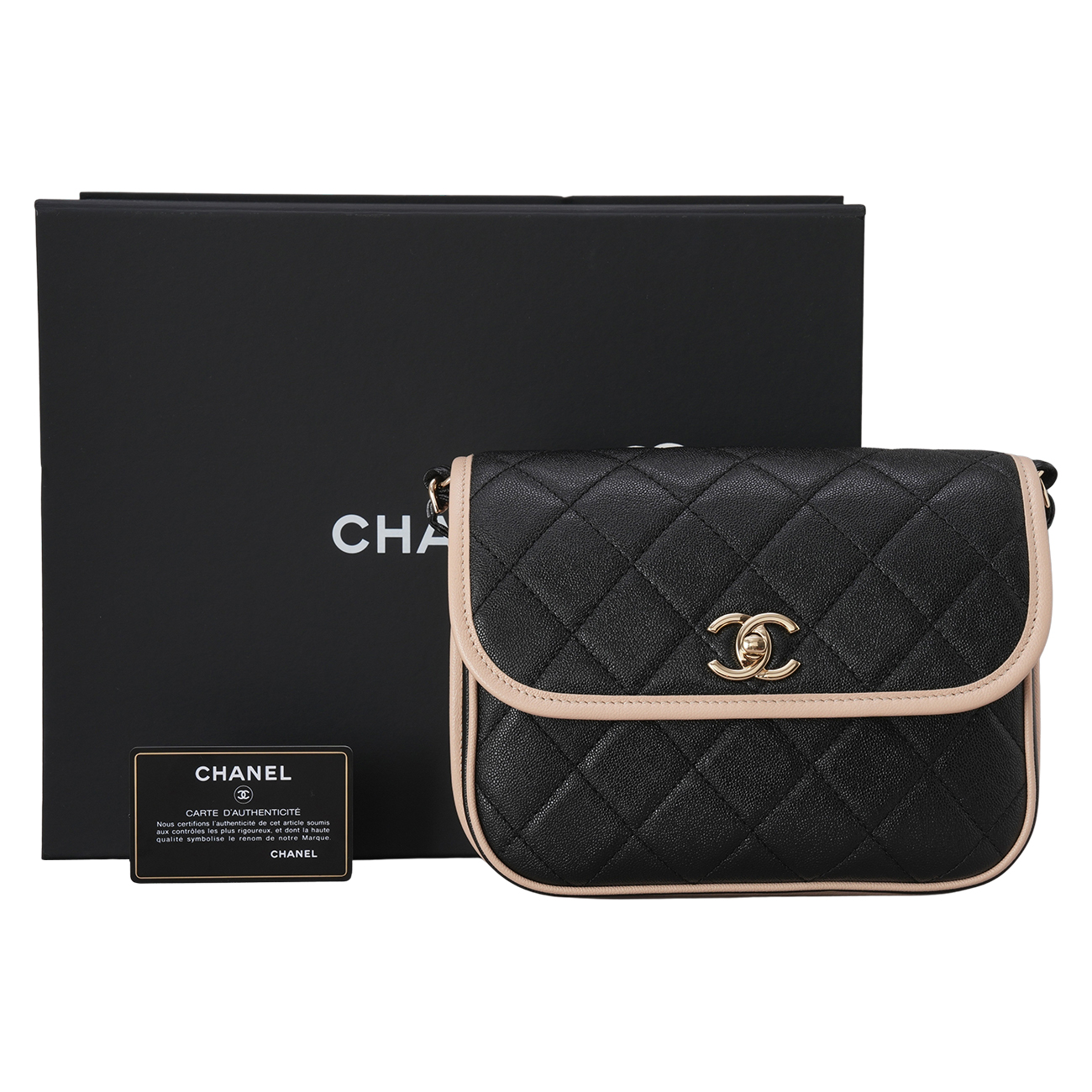 CHANEL(USED)샤넬 AS2447 캐비어 CC로고 메신저 백