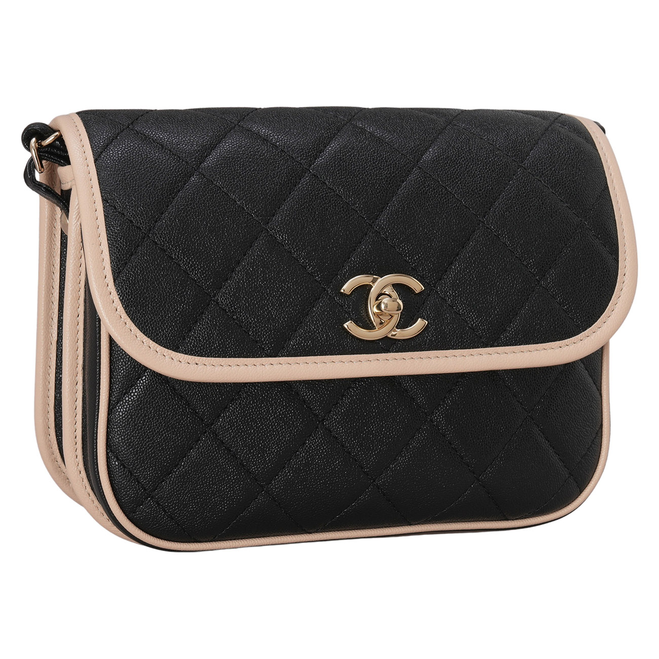 CHANEL(USED)샤넬 AS2447 캐비어 CC로고 메신저 백
