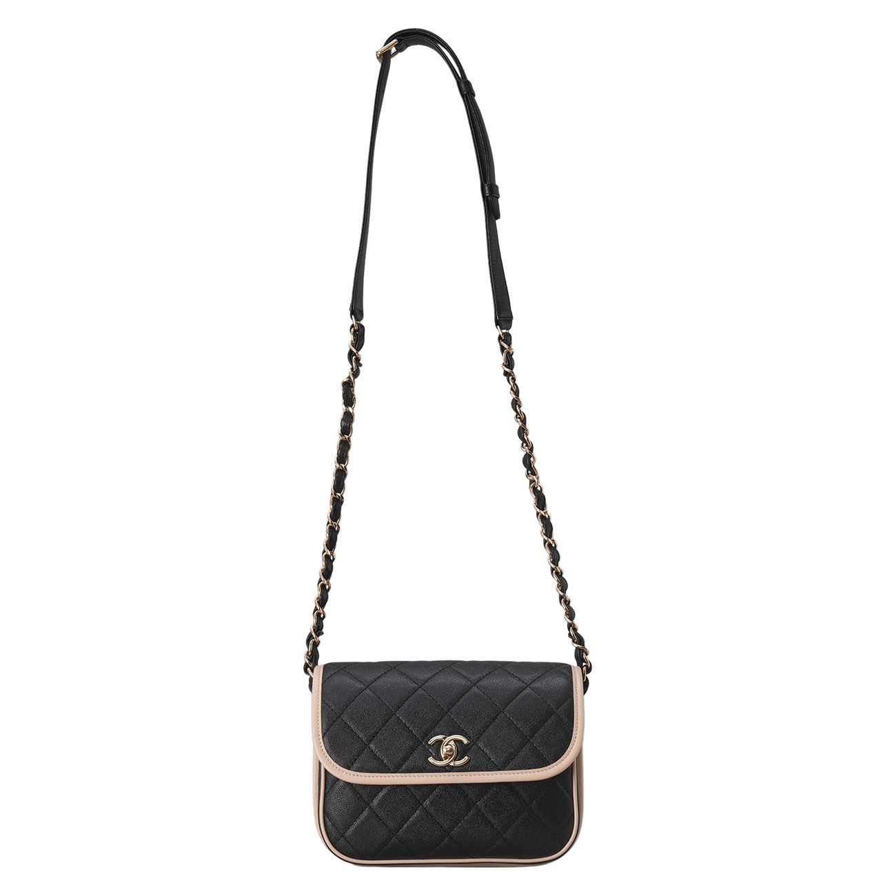 CHANEL(USED)샤넬 AS2447 캐비어 CC로고 메신저 백