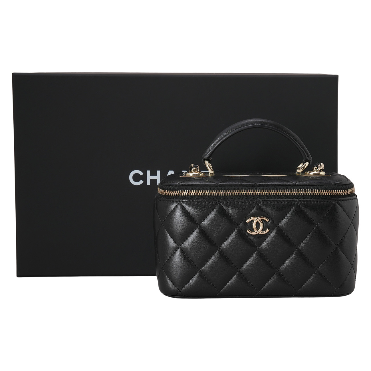 CHANEL(USED)샤넬 AP1472 램스킨 베니티 탑핸들 크로스백