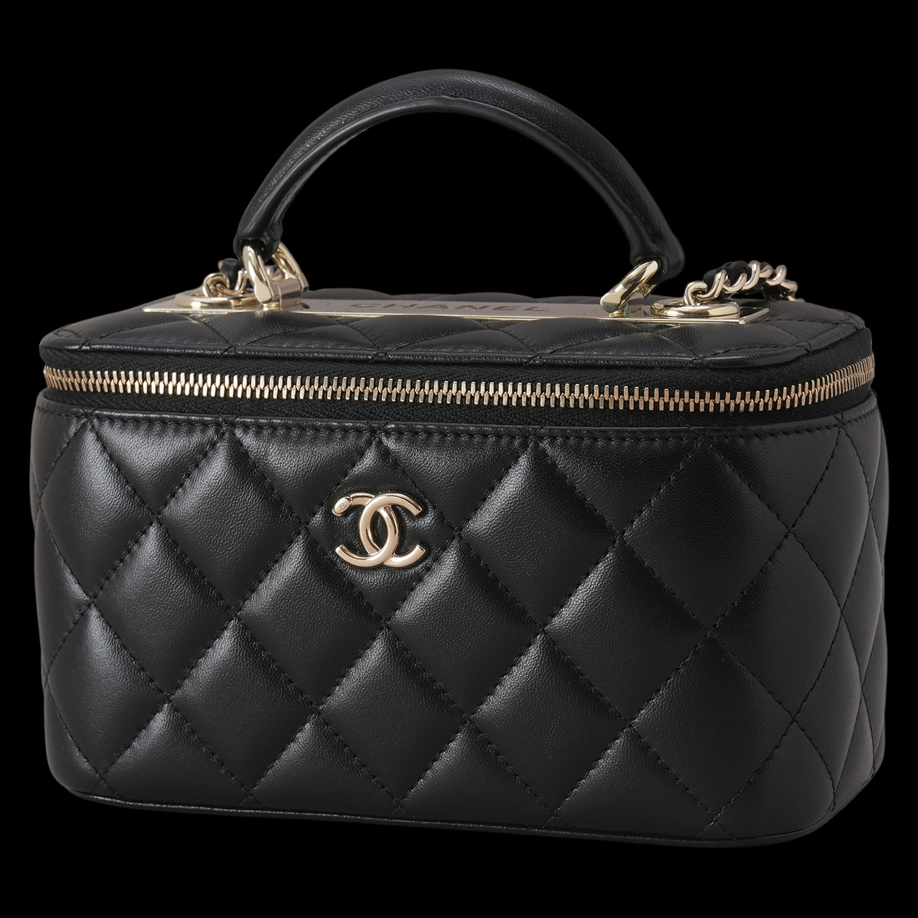 CHANEL(USED)샤넬 AP1472 램스킨 베니티 탑핸들 크로스백