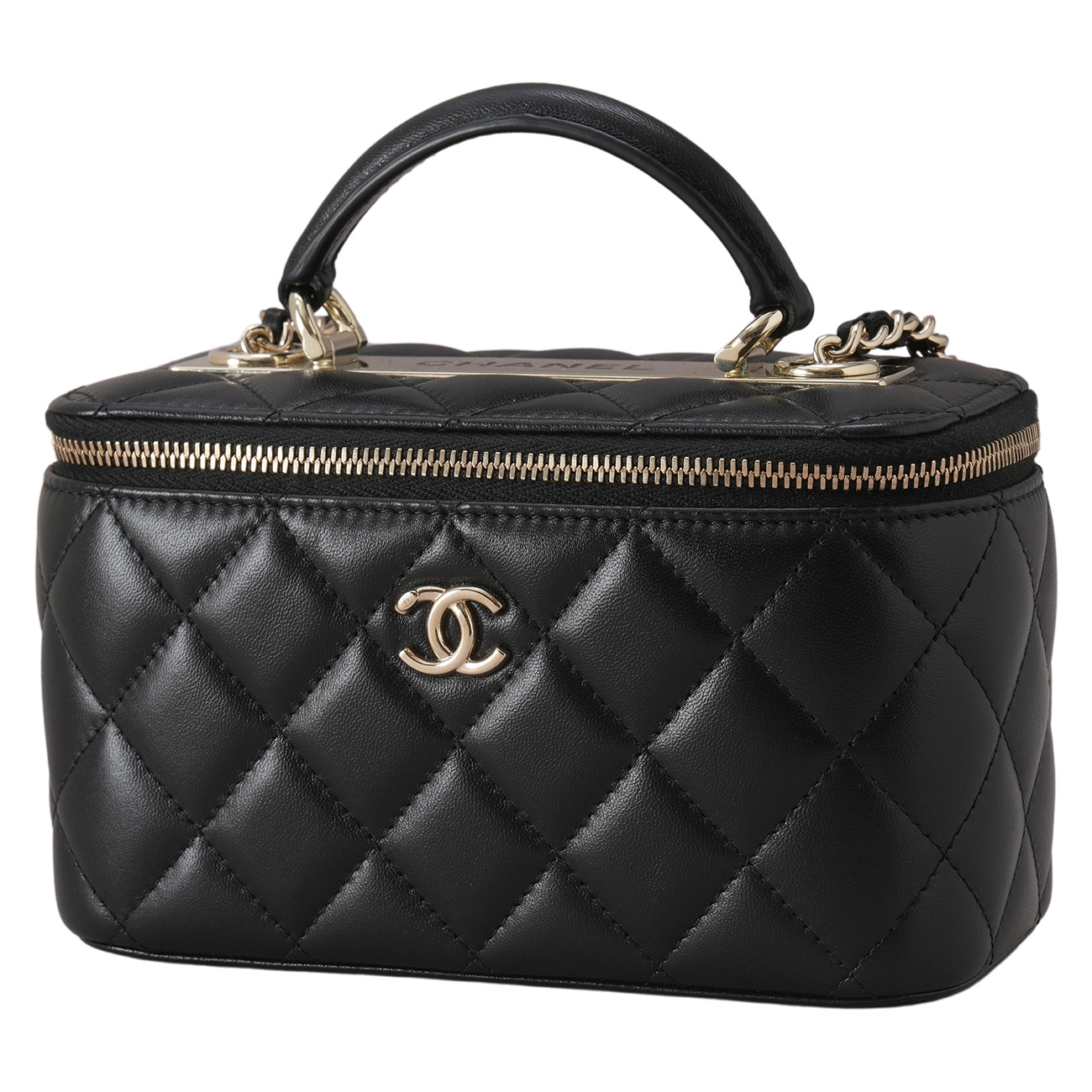 CHANEL(USED)샤넬 AP1472 램스킨 베니티 탑핸들 크로스백