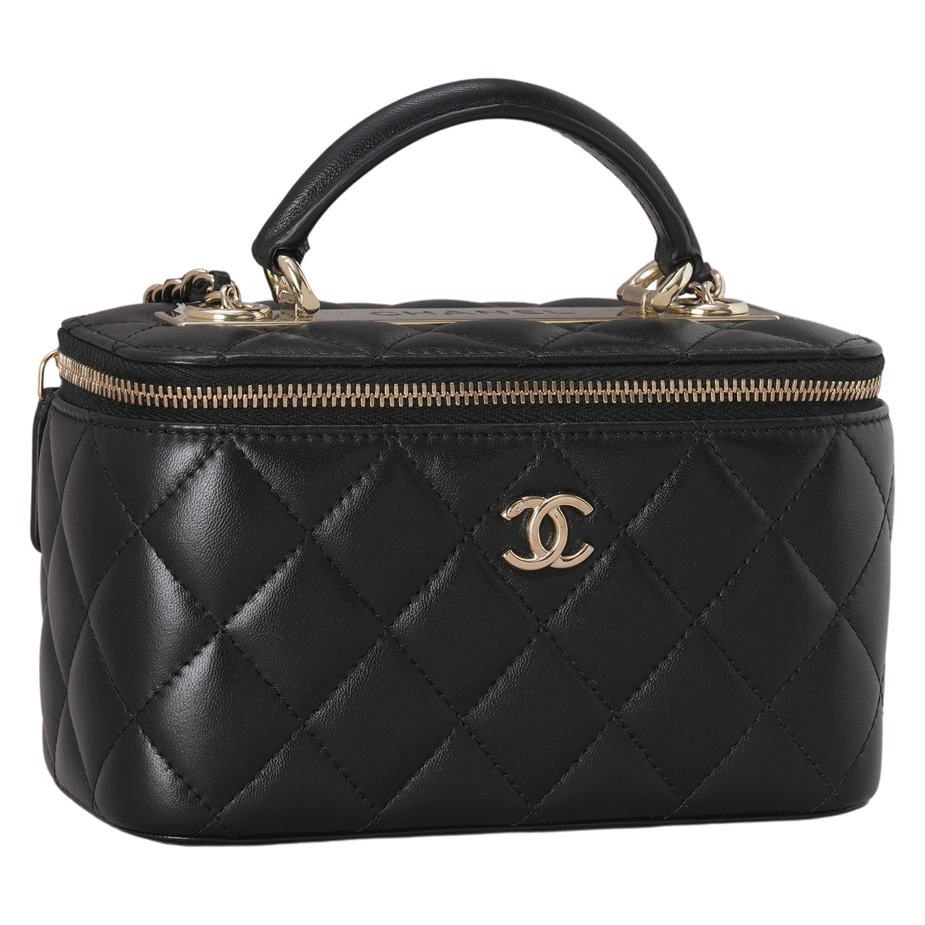 CHANEL(USED)샤넬 AP1472 램스킨 베니티 탑핸들 크로스백