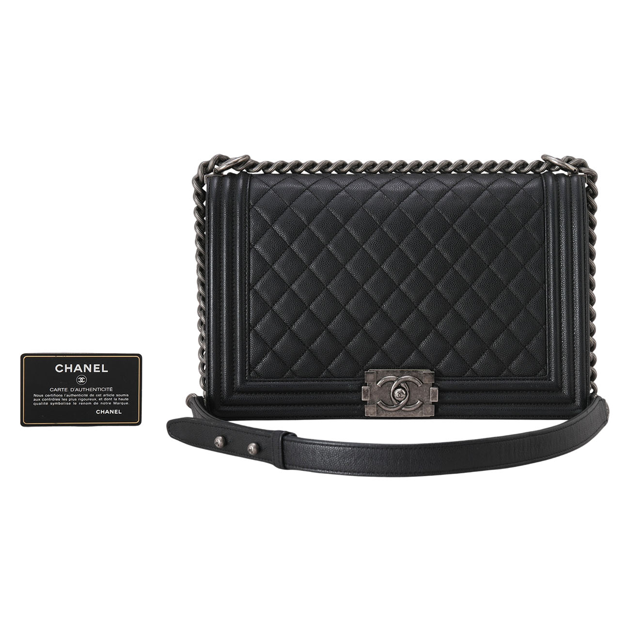 CHANEL(USED)샤넬 A92193 캐비어 보이백 뉴미듐