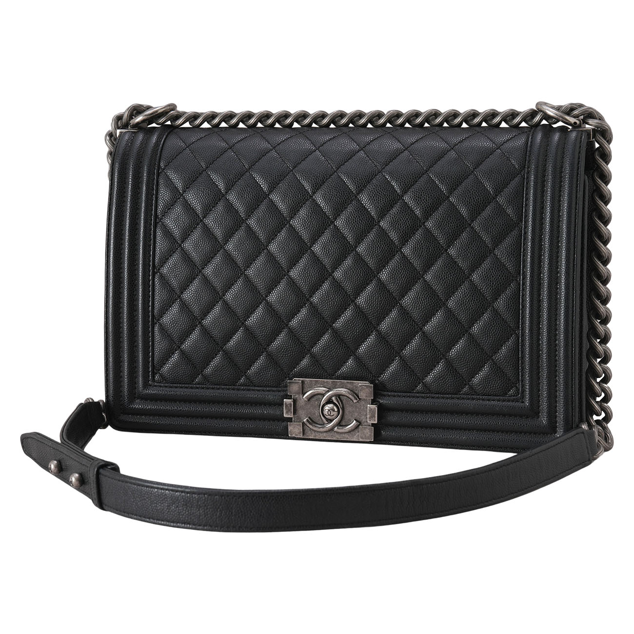CHANEL(USED)샤넬 A92193 캐비어 보이백 뉴미듐