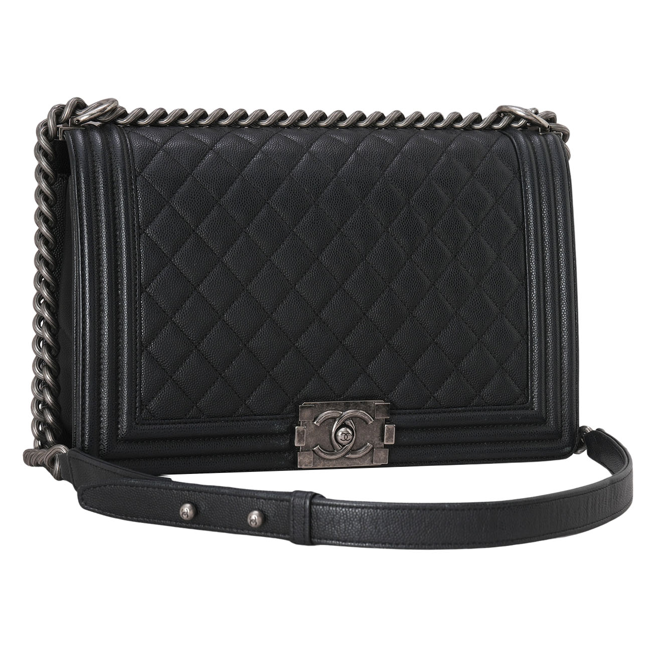 CHANEL(USED)샤넬 A92193 캐비어 보이백 뉴미듐