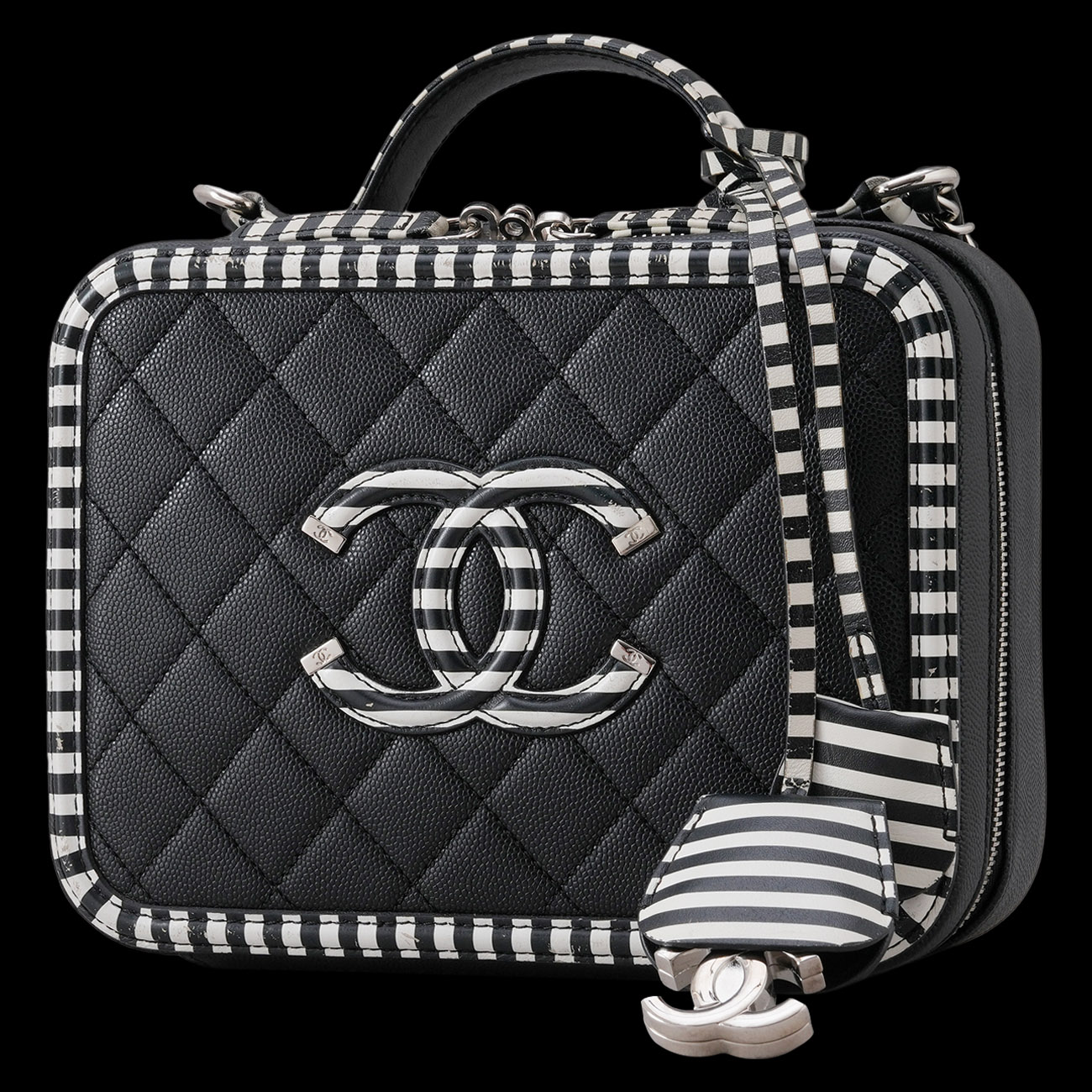 CHANEL(USED)샤넬 캐비어 CC로고 코스메틱 케이스