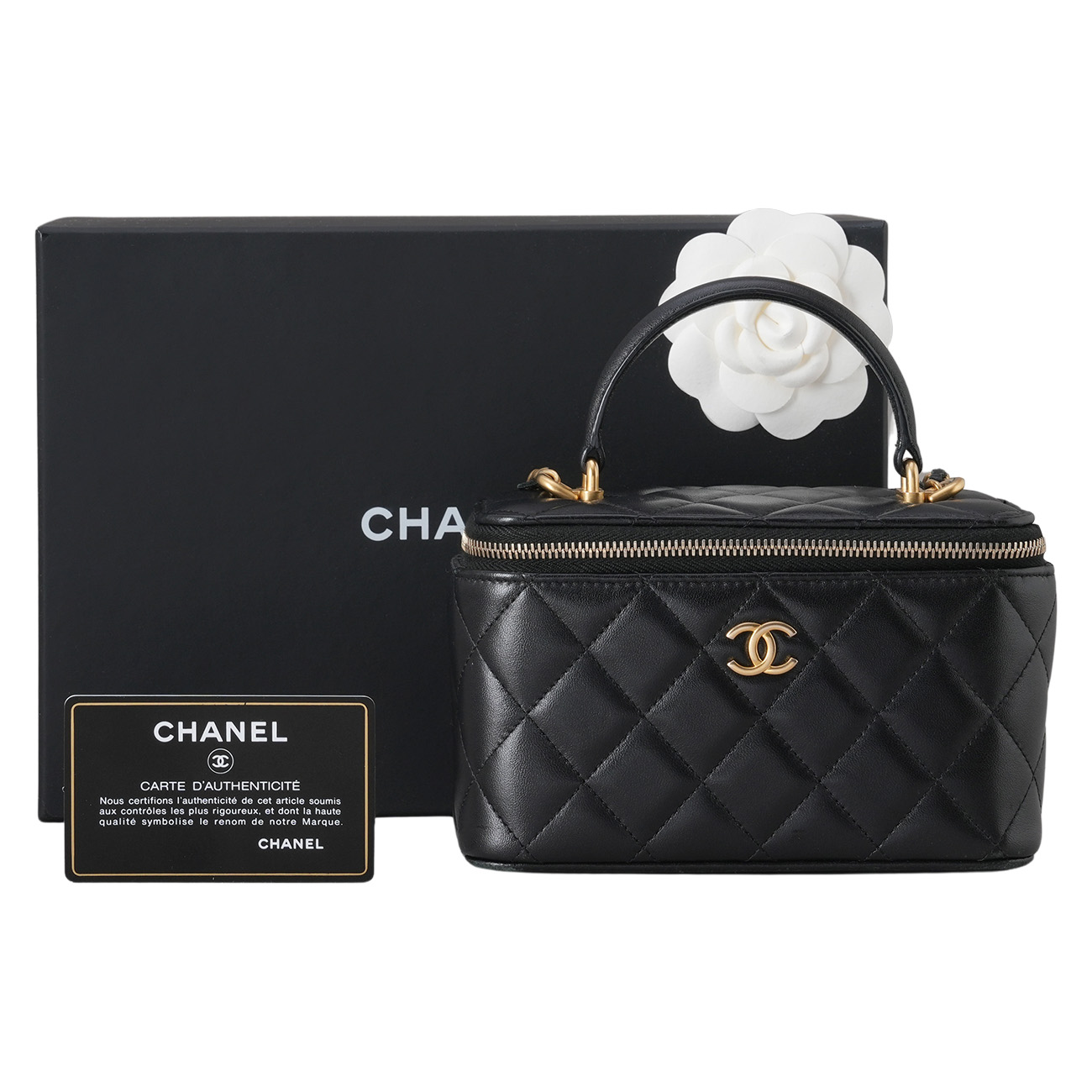CHANEL(USED)샤넬 CC로고 램스킨 베니티 탑핸들
