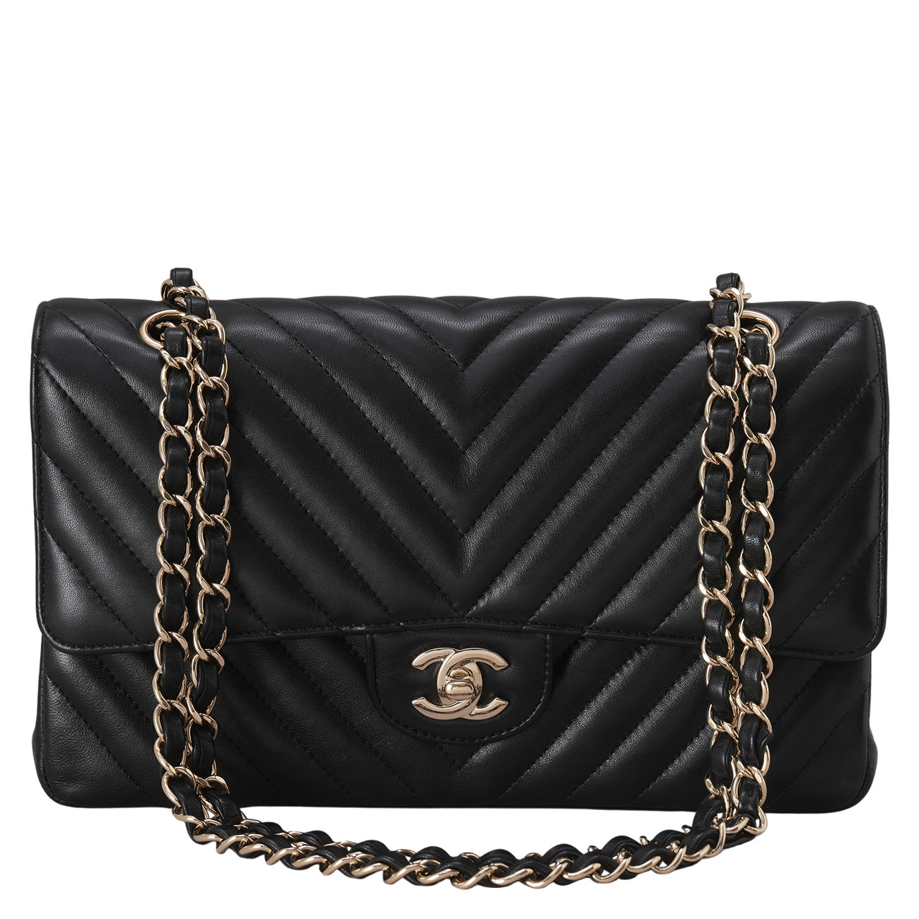 CHANEL(USED)샤넬 램스킨 쉐브론 클래식 미듐 플랩백