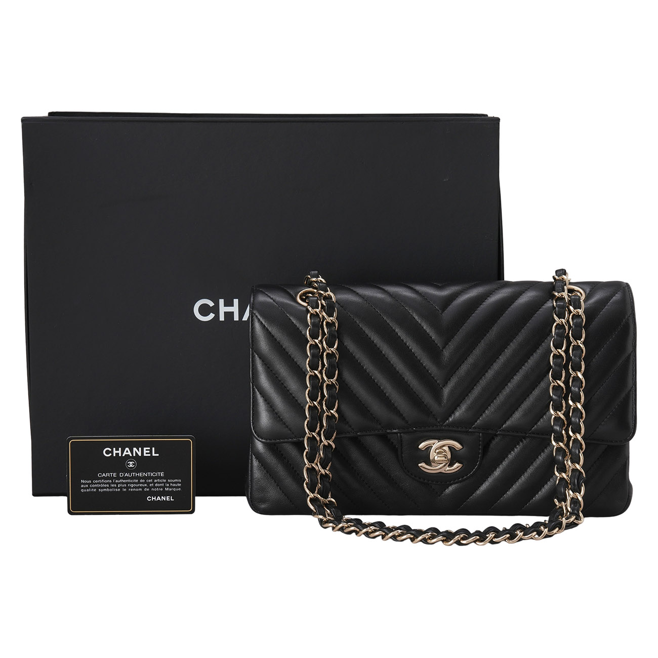 CHANEL(USED)샤넬 램스킨 쉐브론 클래식 미듐 플랩백