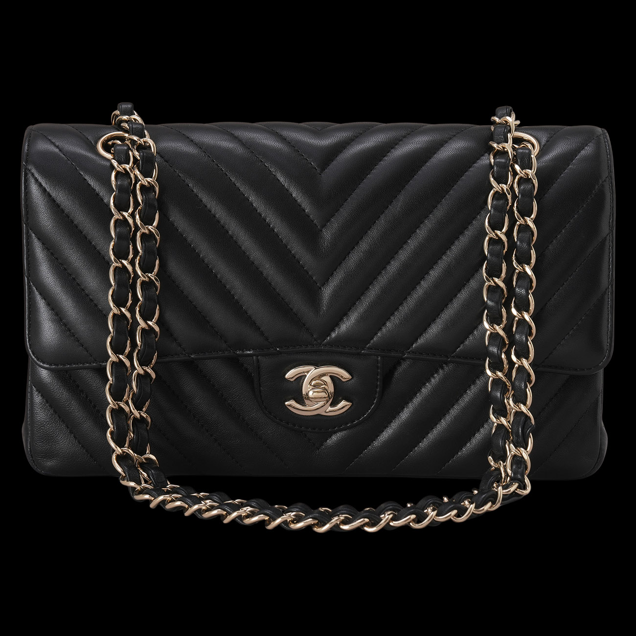 CHANEL(USED)샤넬 램스킨 쉐브론 클래식 미듐 플랩백