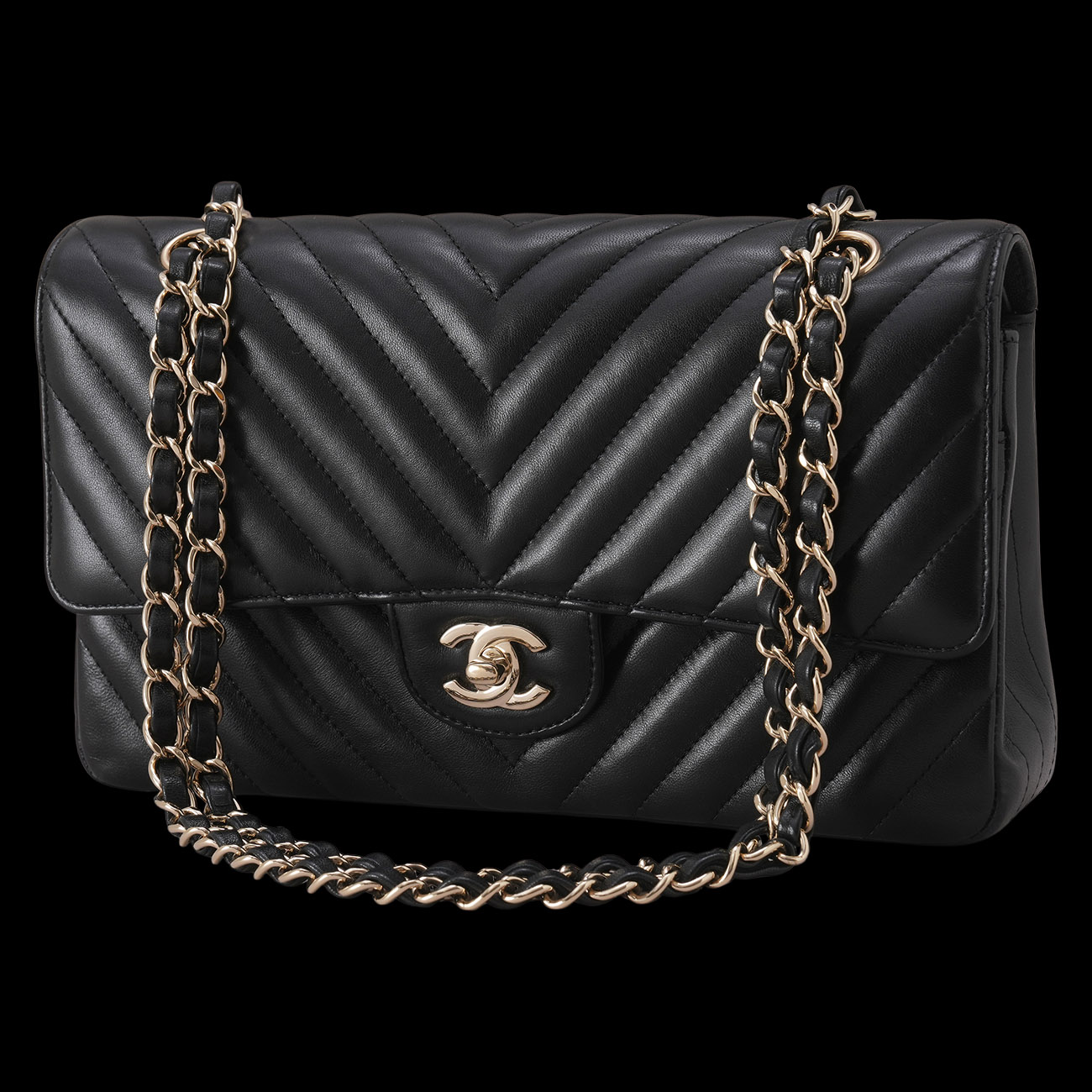 CHANEL(USED)샤넬 램스킨 쉐브론 클래식 미듐 플랩백