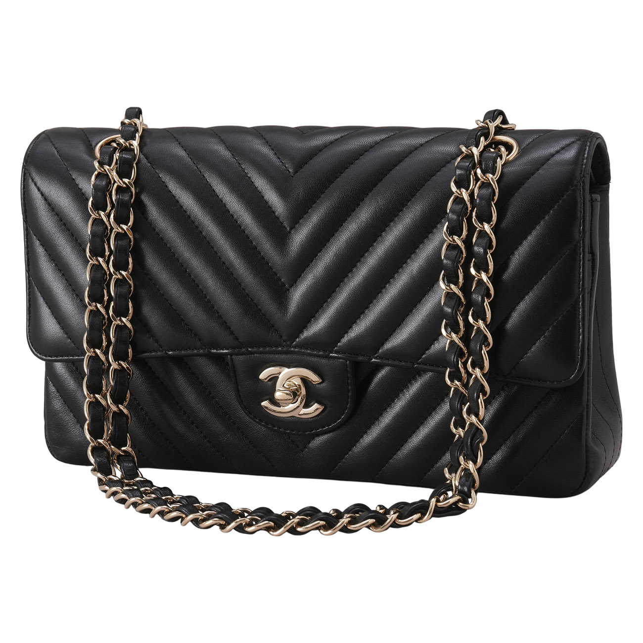 CHANEL(USED)샤넬 램스킨 쉐브론 클래식 미듐 플랩백