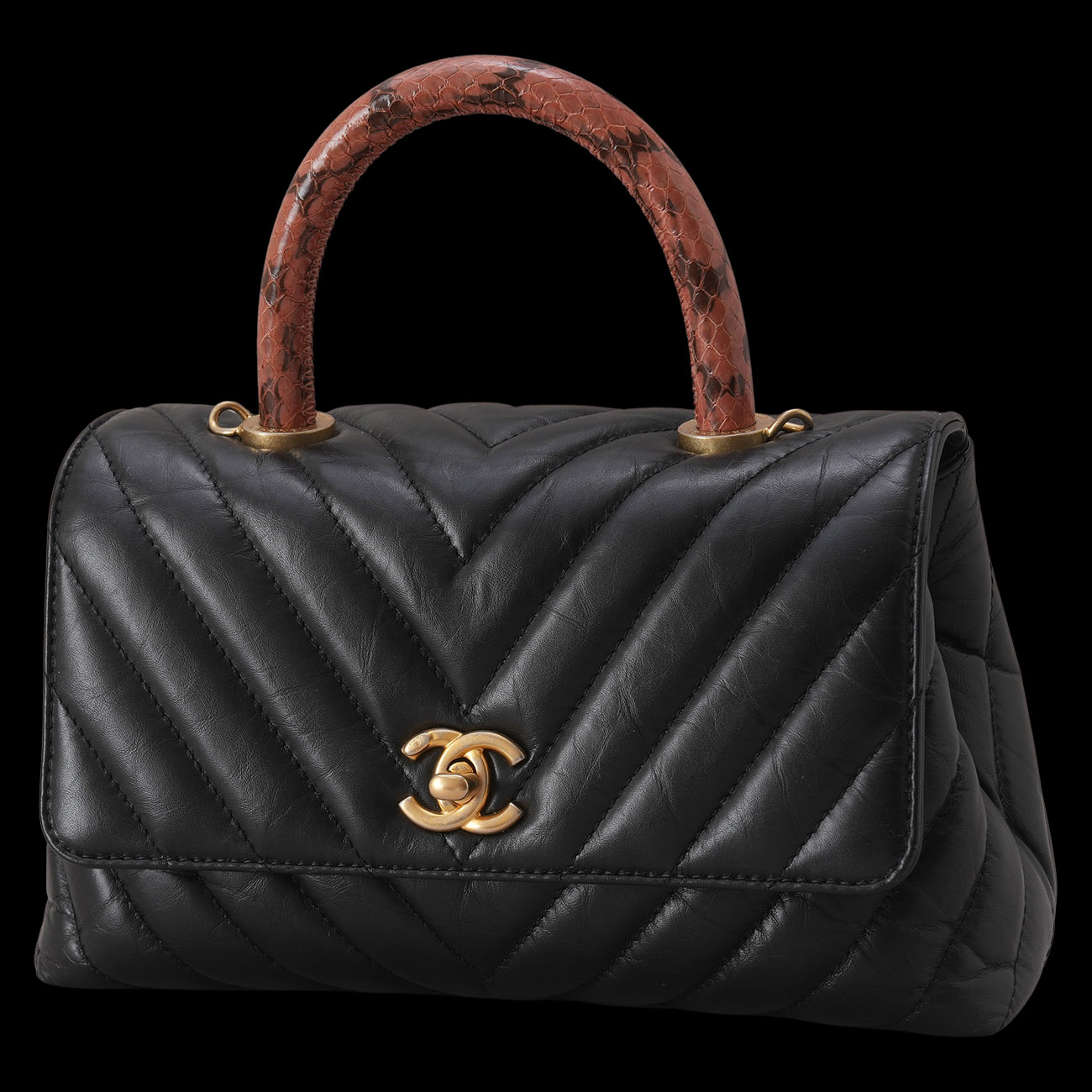 CHANEL(USED)샤넬 쉐브론 리자드 코코핸들 스몰