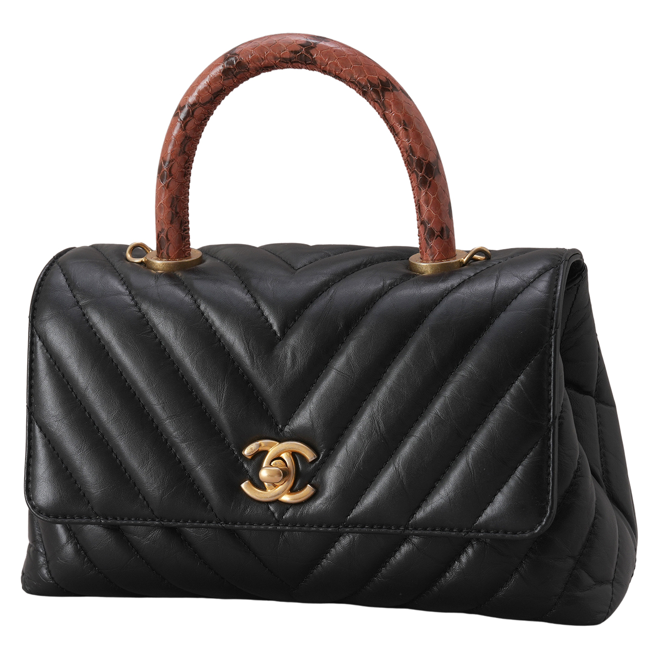 CHANEL(USED)샤넬 쉐브론 리자드 코코핸들 스몰
